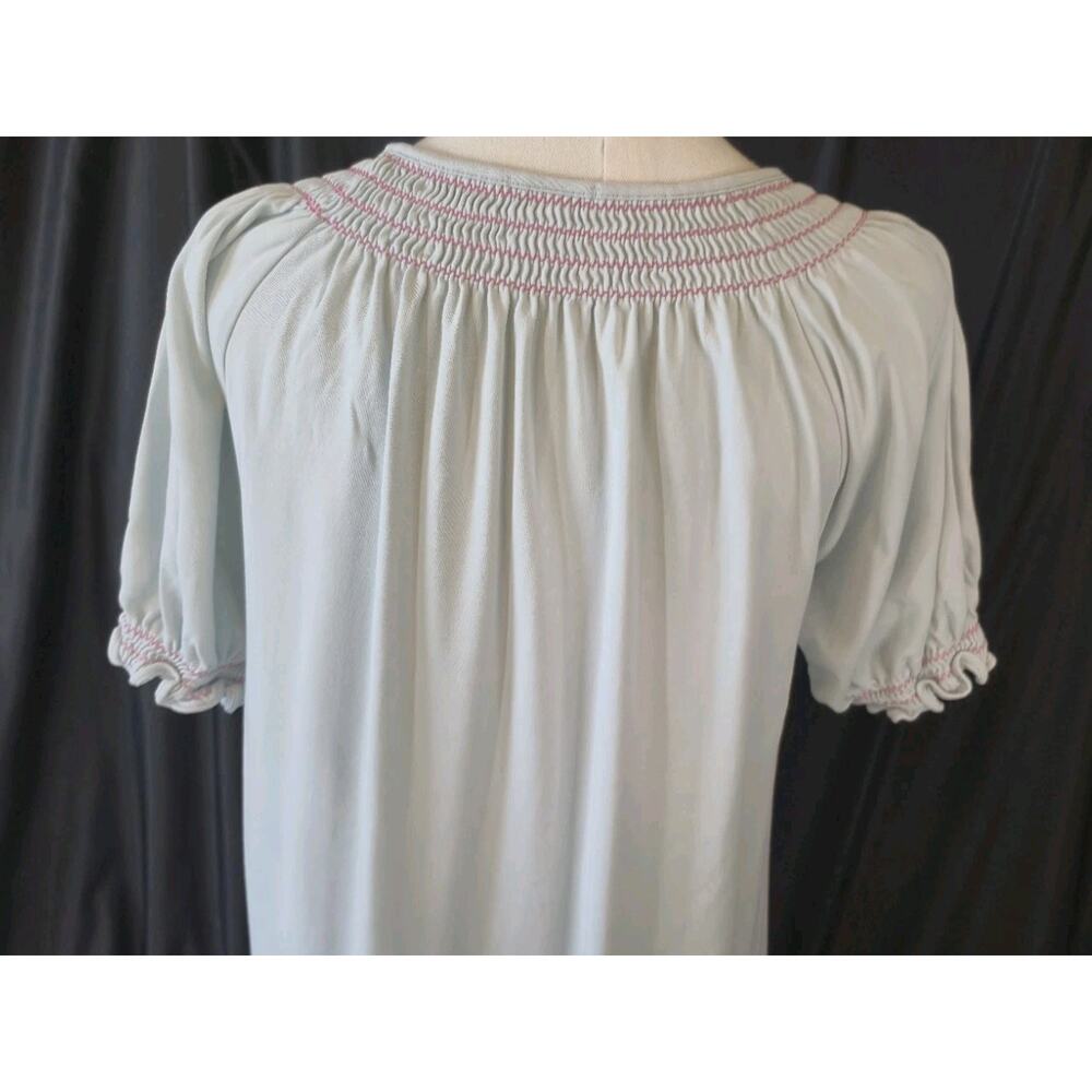 Classic Light Blue Women's Nightgown with Smocked Yoke - Picture 5 of 6